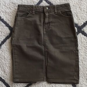 Army Green Denim High-waisted Pencil Skirt